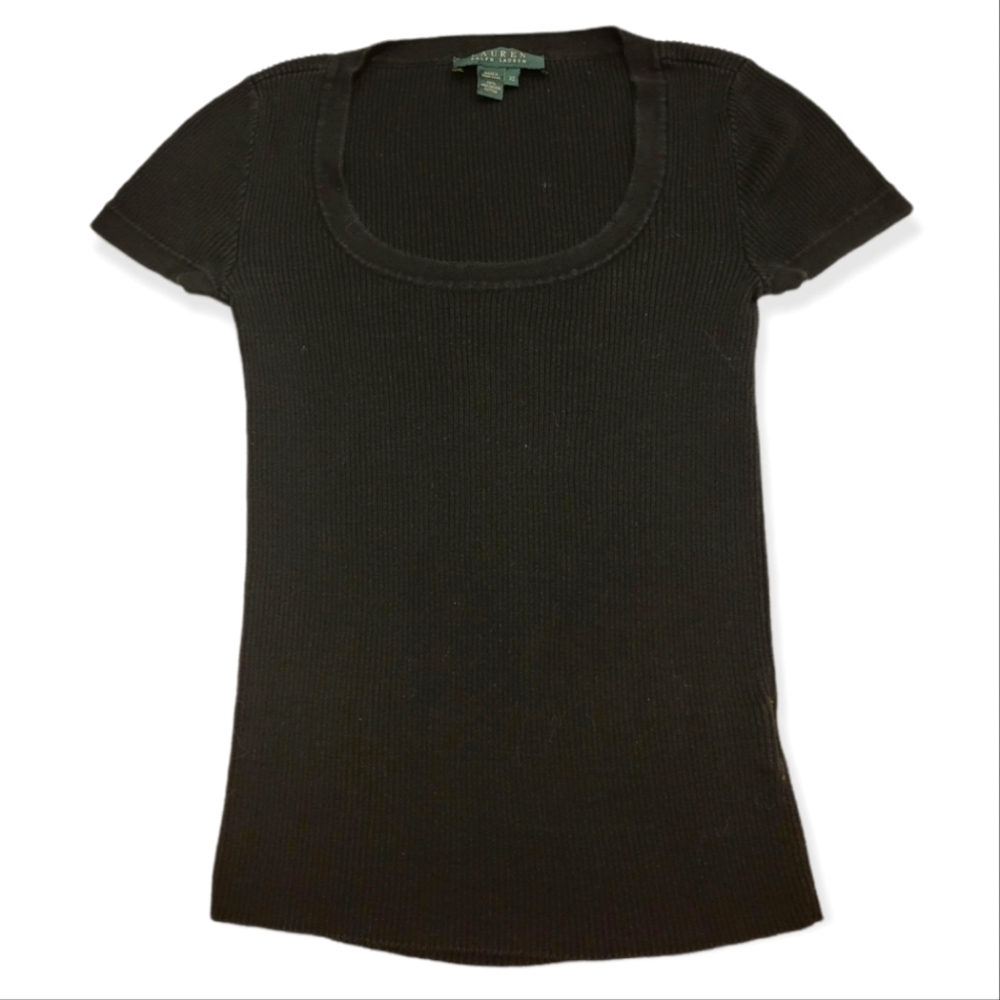 Lauren Black‎ Short Sleeve Sweater Top 100% Cotton Size XS